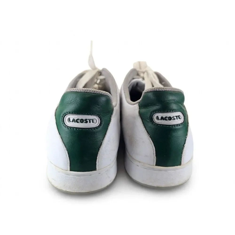 Lacoste Carnaby Evo Mens 15 White Leather Sneaker Green Croc Pre-Owned